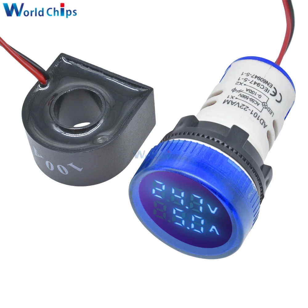 22MM Voltmeter Ammeter Module Ampere Current Voltage Hertz Frequency Meter LED Digital Display Indicator 0-100A 50-500V