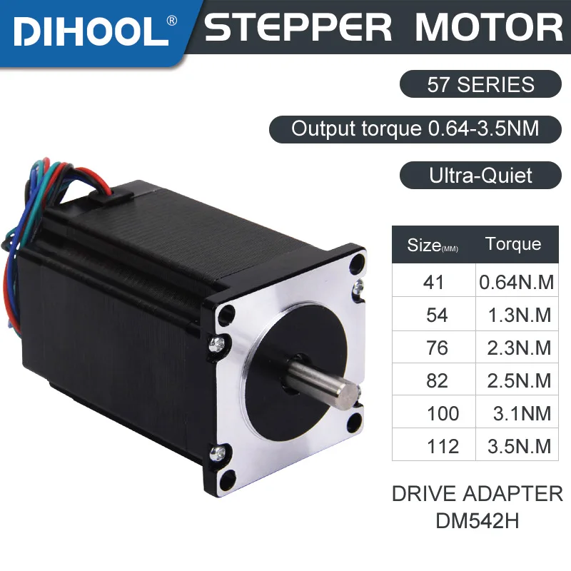 

Stepper Motor 57-HB100A NEMA23 3.1N.M Holding Torque 4.4A Current 57*57*100mm Smooth Running For Inkjet Printer Medical Facility