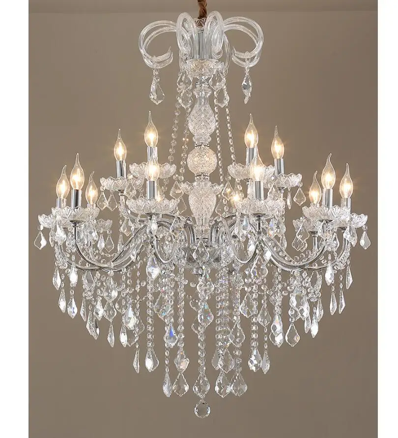 Chrome Crystal Chandeliers Home Lighting lustres de cristal Decoration D62cm H73cm 6arms Candle Chandelier Living Room  Pendants