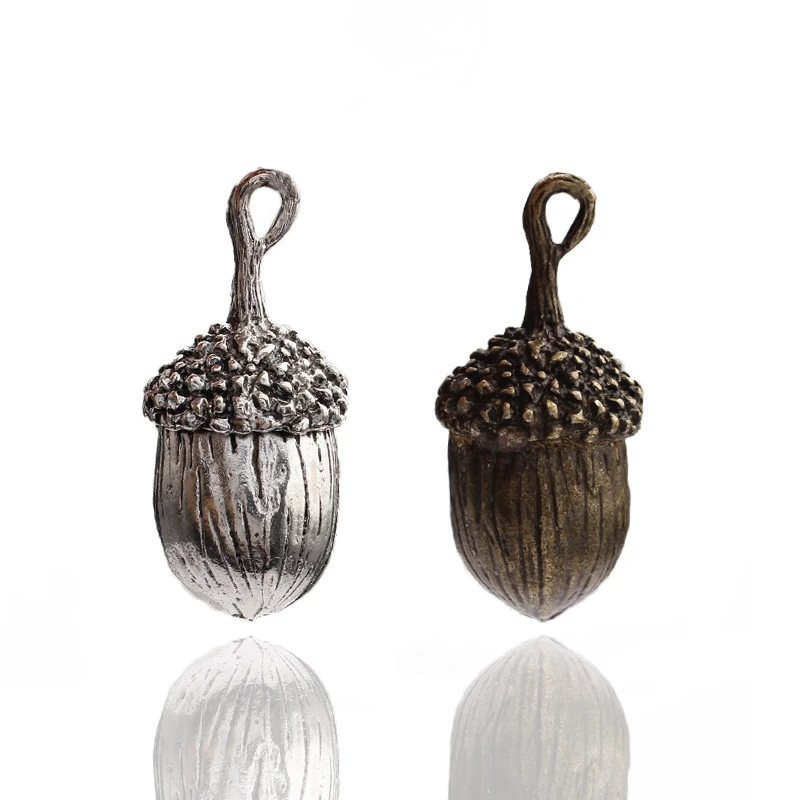 2Pcs/set Tibetan Silver/Bronze 3D Nut Acorn Charms Pendant DIY Necklace Jewelry Findings Making Women Handmade Crafts Gifts