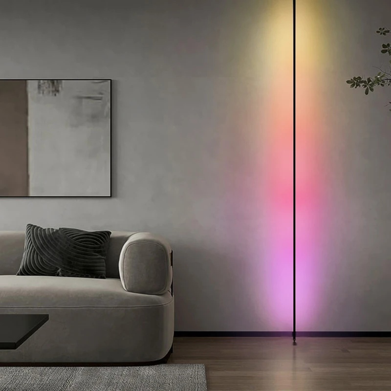 Modern Minimalist Black White RGB Colorful Wall Lamp Skyline Linear LED Bar Strips Sconce Wall Light for Living Background Decor