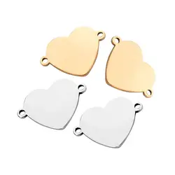Wholesale 10pcs Stainless Steel Small Heart Bracelet Necklace Connectors Handmade Charm Accessories DIYJewelry Making Components