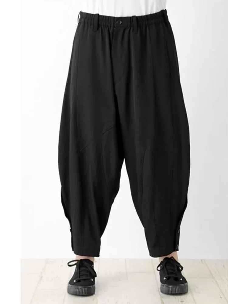 Spring And Autumn Men's New Fashion Wide Leg Pants Super Loose Casual Pants Multi-Button Versatile Leg Pure Color Turnip Pants