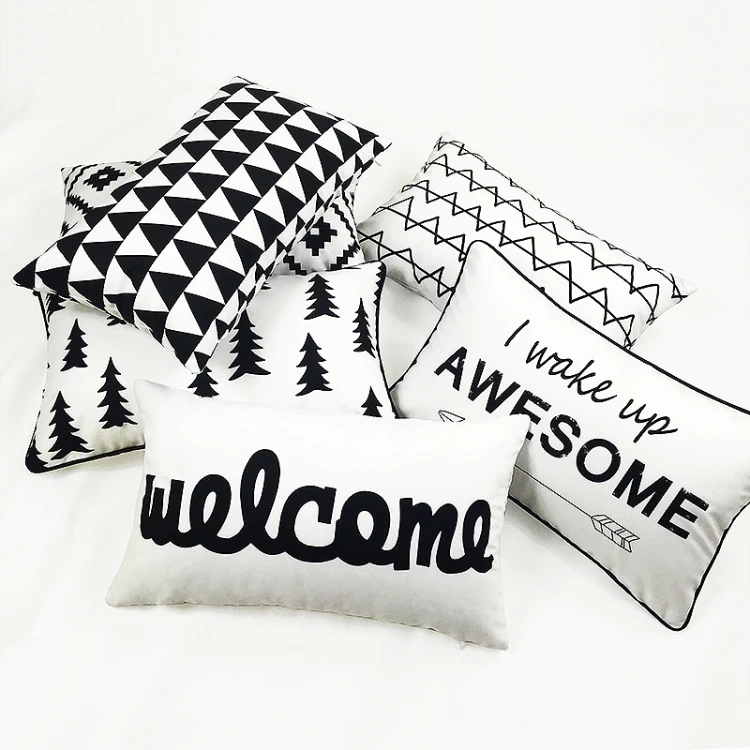 30x50cm simple modern white black printed cushion cover pillowcase sofa backrest case decorative rectangle lumbar pillow cover