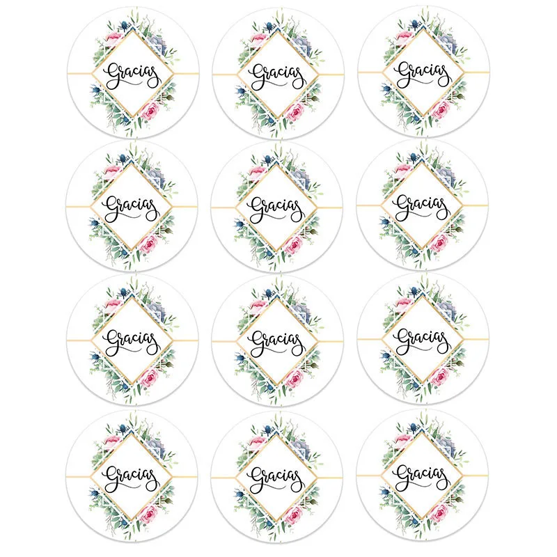 4.5cm Gracias Spanish Thank You labels Stickers Cute Scrapbook Stationery Sticker Thanksgiving Party Gift Decorations for Home