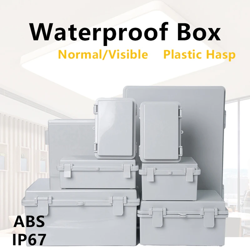 

ABS Wire Junction Box With Plastic Hasp Waterproof Electronic Safe Visible Plastic Case Plastic Organizer IP67 Enclosure Box