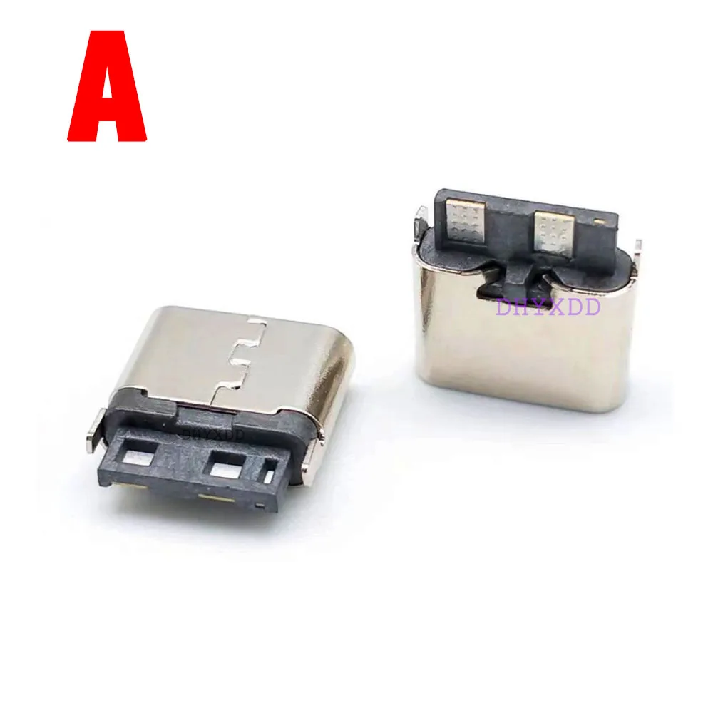 10Pcs USB3.1 Type-C 2Pin Horizontal / Vertical 2P Simple Soldered Female Plug-in Board Quick Charging USB Connector
