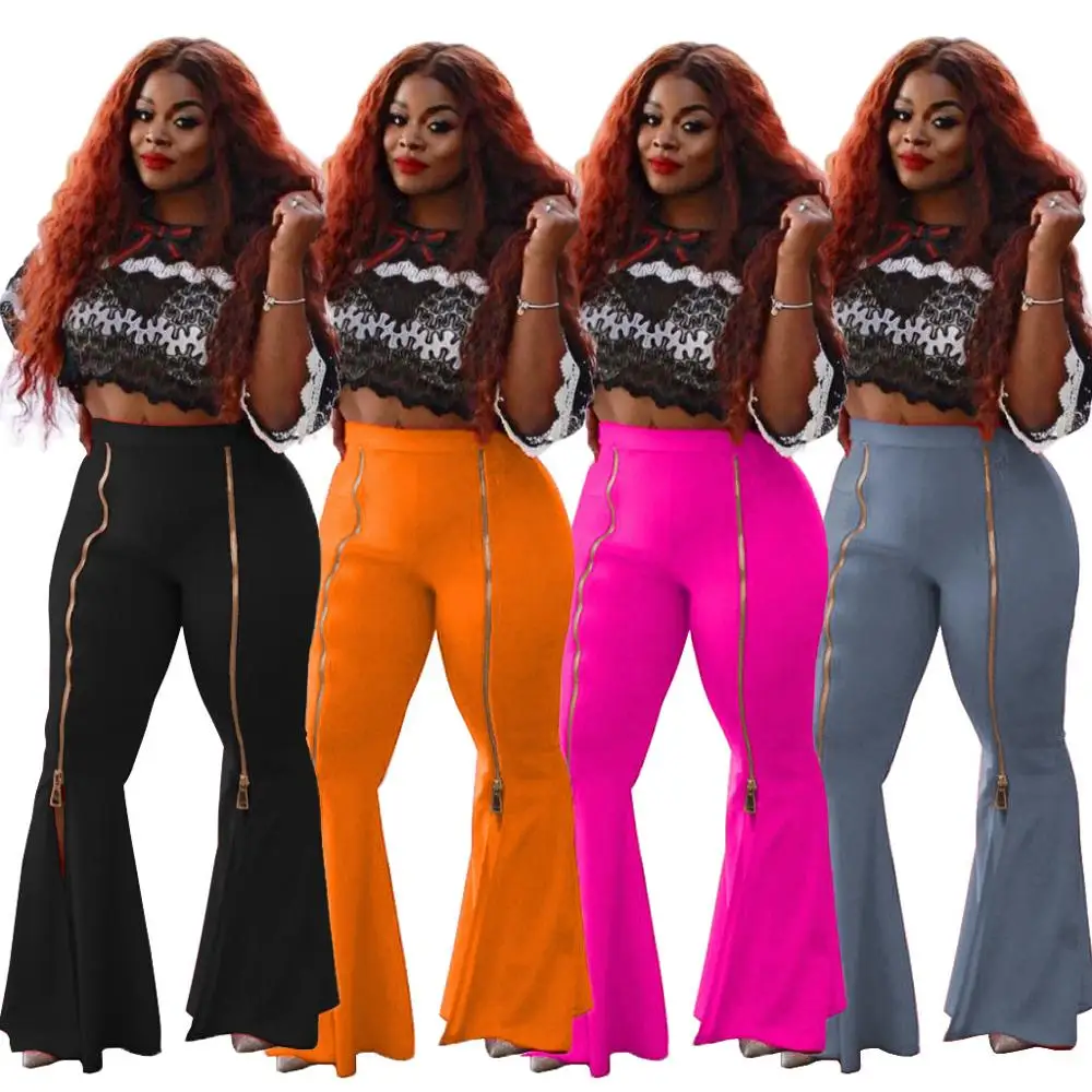 BKLD-Babados Femininos Calça Inferior de Sino, Calças de Cintura Alta, Monocromática, Perna Larga, Roupa de Outono, Moda, Novo, 2022