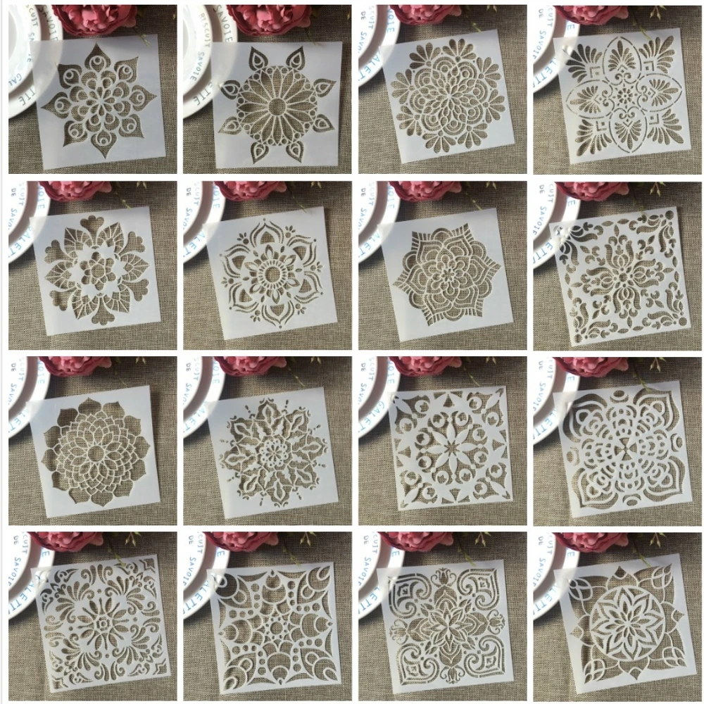 camadas de 15 centimetros mandala geometria faca voce mesmo template stencils pintura coloracao embossing recados album de fotos de parede decorativo 16 pecas lote 15 01