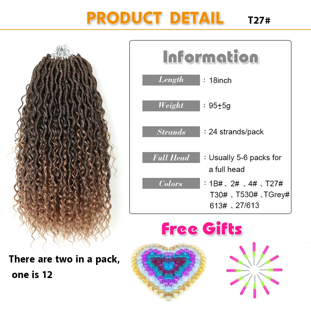 HeyMidea-Deusa encaracolado Locs Crochet cabelo, extensões de trança sintética, Twist cabelo trança, Rio Locs, 14-26 ", Novo