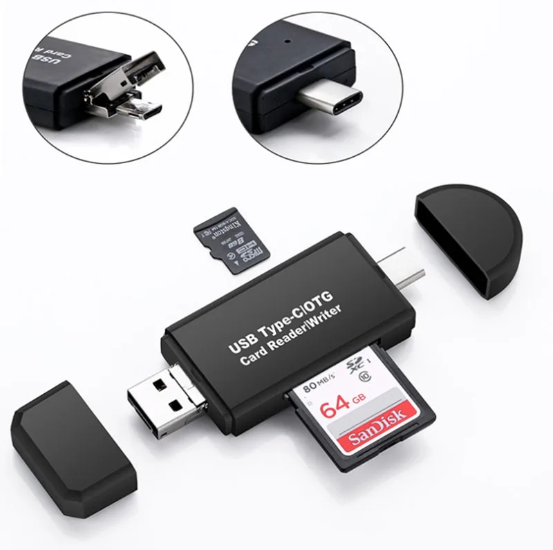 

3 в 1 OTG Type-c USB 3,0 Micro SD TF SD OTG устройство для чтения карт памяти, устройство для чтения флэш-накопителей, адаптер для планшетов