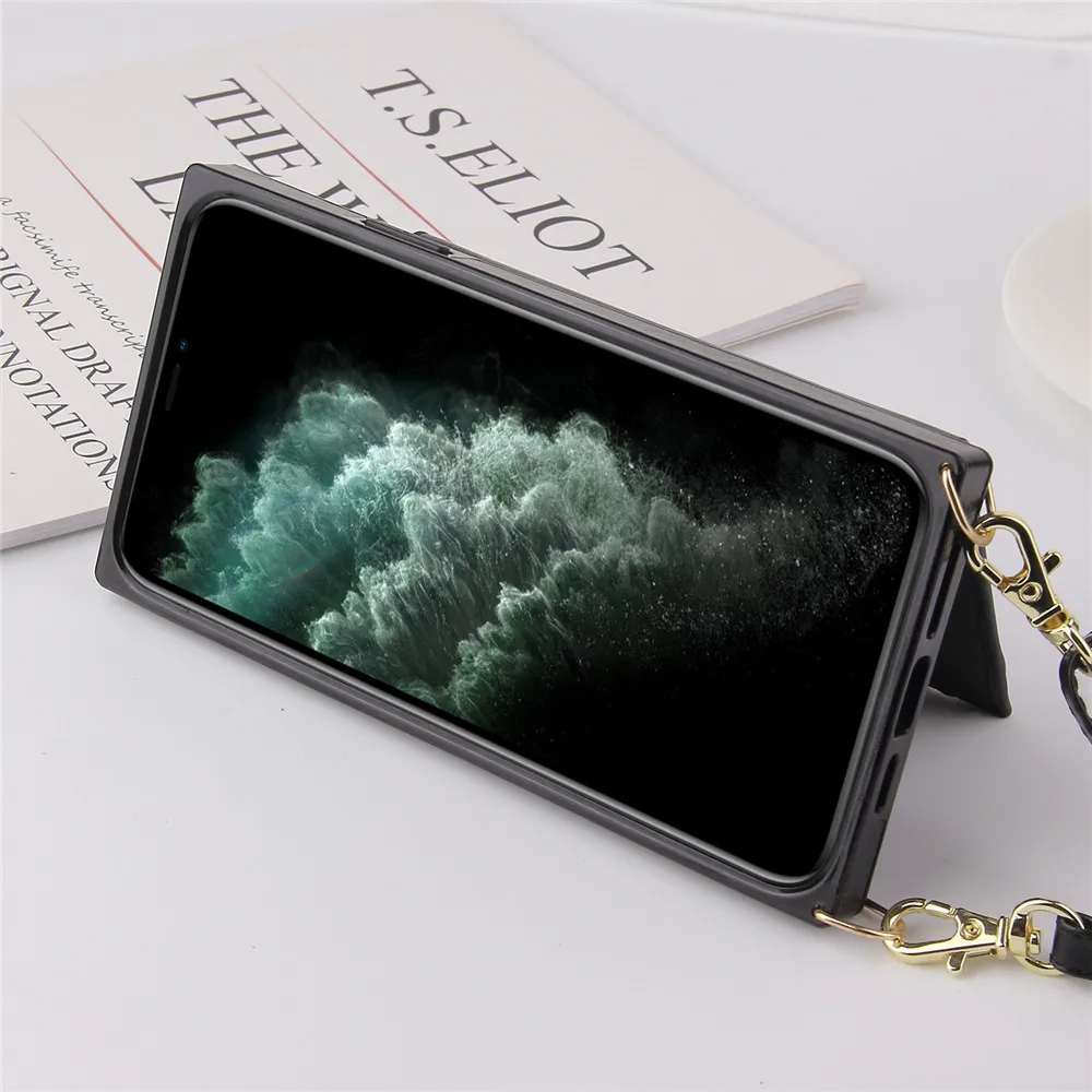 Zipper Leather Crossbody Case For iPhone 17 16 15 14 13 11 Pro MAX XS XR X 7 Plus 12 Cover With Long Strap Card Holders Wallet