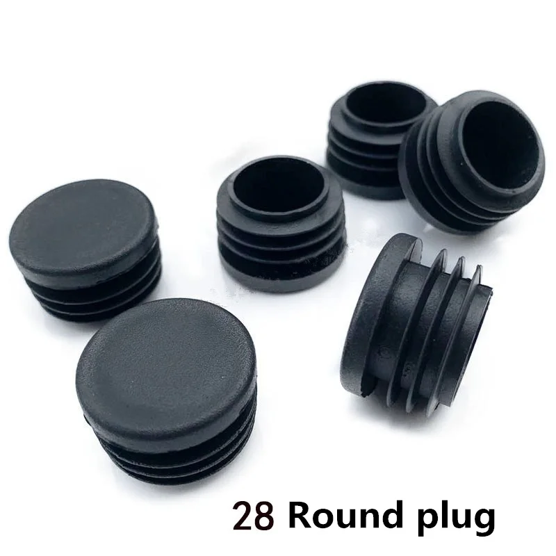 Diâmetro 28mm tubo redondo plug pé cadeira antiderrapante pé almofada de plástico plug poeira tampão de tubulação de borracha