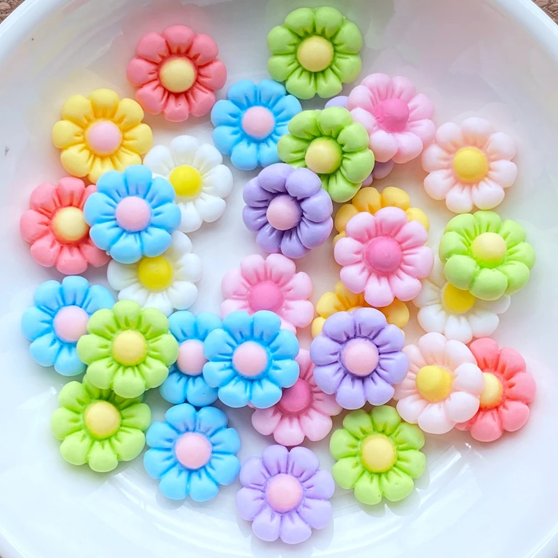 30Pcs New Cute 12.5mm Resin Mini Floret Flat Back Cabochon Scrapbook Kawaii DIY Embellishments Accessories Q22