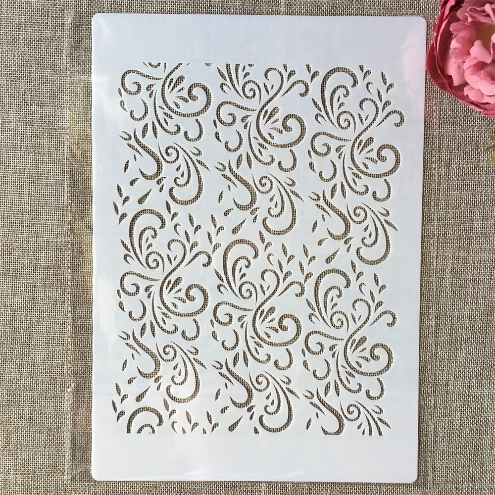 A4 29cm Floral Texture DIY Layering Stencils Wall Painting Scrapbook Coloring Embossing Album Decorative Template