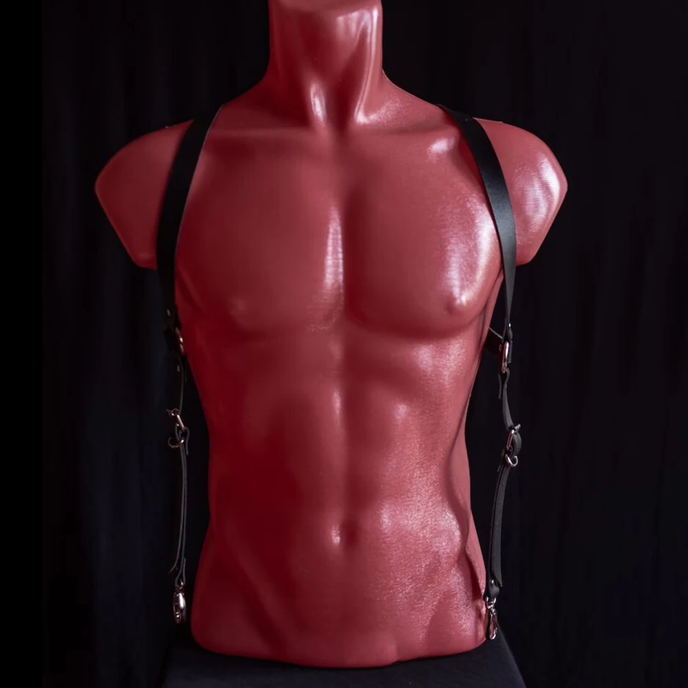 Erotic Men Leather Harness Lingerie Tops Fetish Male Clothes BDSM Body Chest Harness Belts Suspenders Gothic Punk Gay Costumes