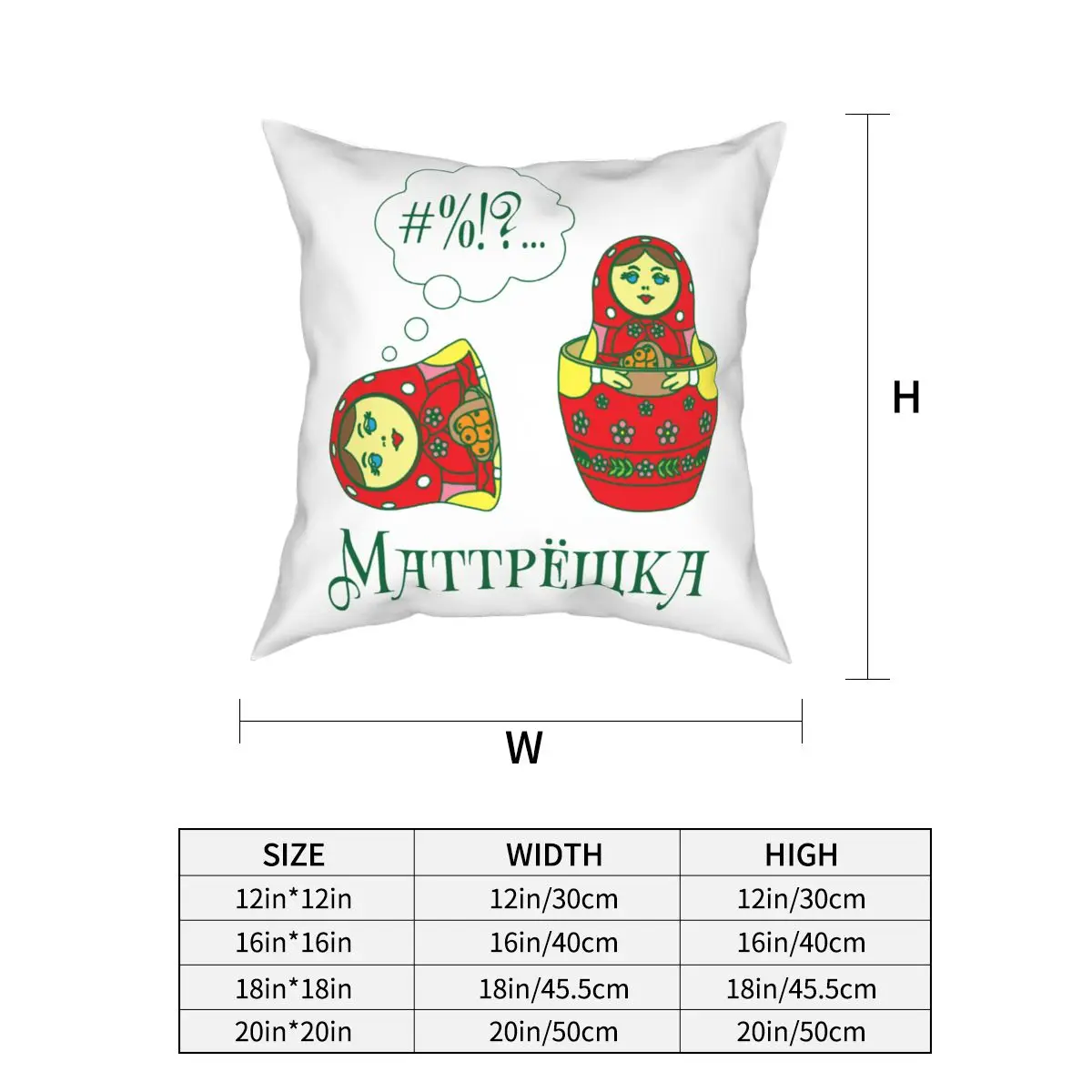 Russia Matryoshka Doll Square Pillow Case Decorative Pillow Creative Pillowcase