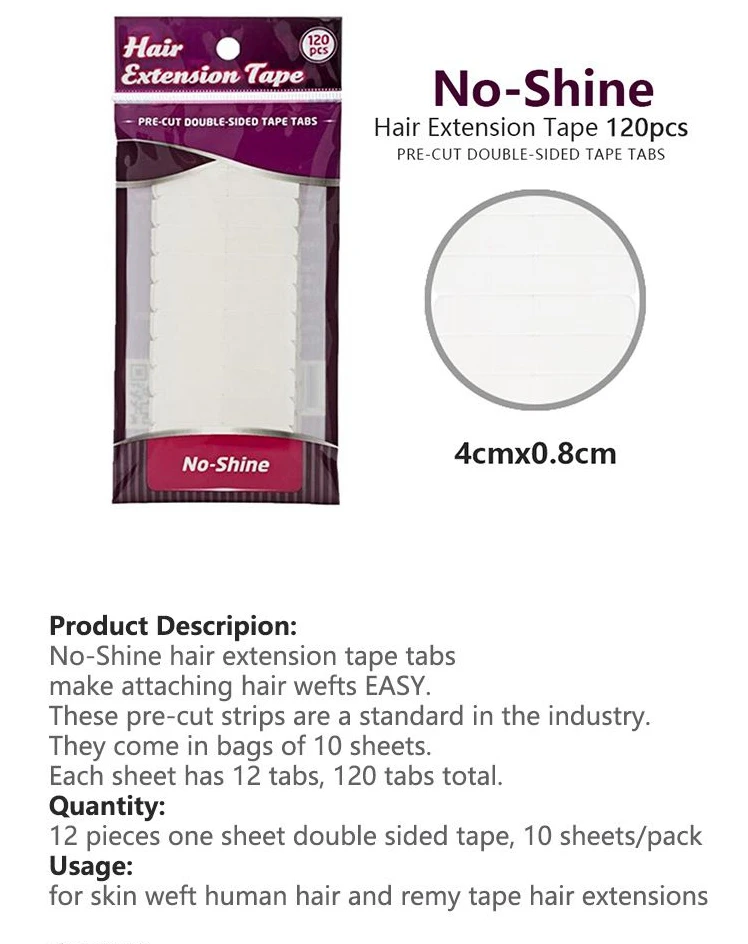 120 tabs/lots 10 sheets 0.8cm*4cm No shine white adhesive tape waterproof tape for tape hair extension