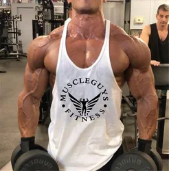 Chemise d'entraînement de musculation pour hommes, haut de fitness, maillots de fibre musculaire, vêtements de sport, marque de mode