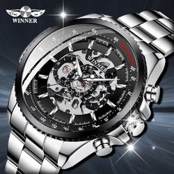 Winner Sport Design Bezel Golden Watch Mens Watches Top Brand Luxury Montre Homme Clock Men Steampunk Automatic Skeleton Watch