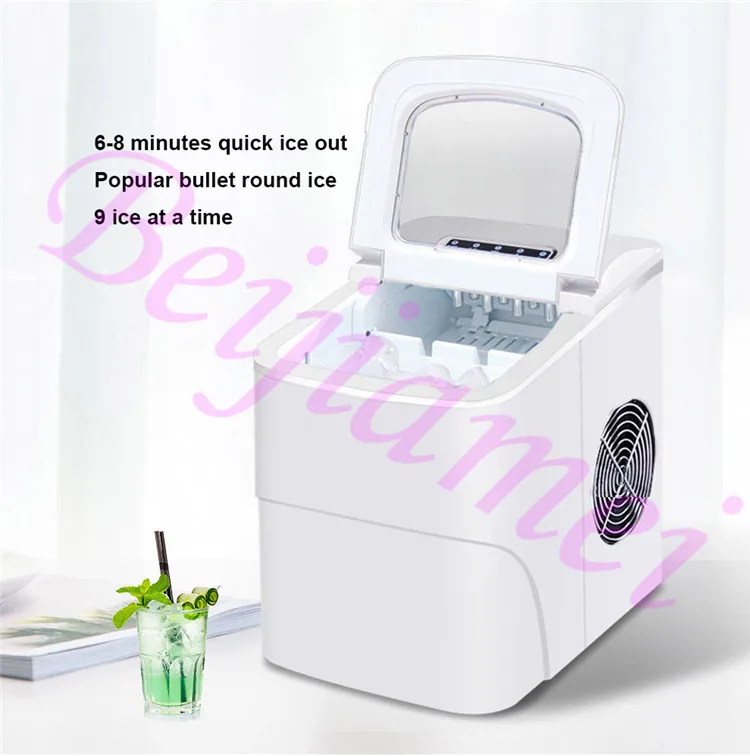 Máquina eléctrica para hacer cubitos de hielo, fabricante de hielo redondo pequeño, comercial, tienda de té con leche, 15KG/24H