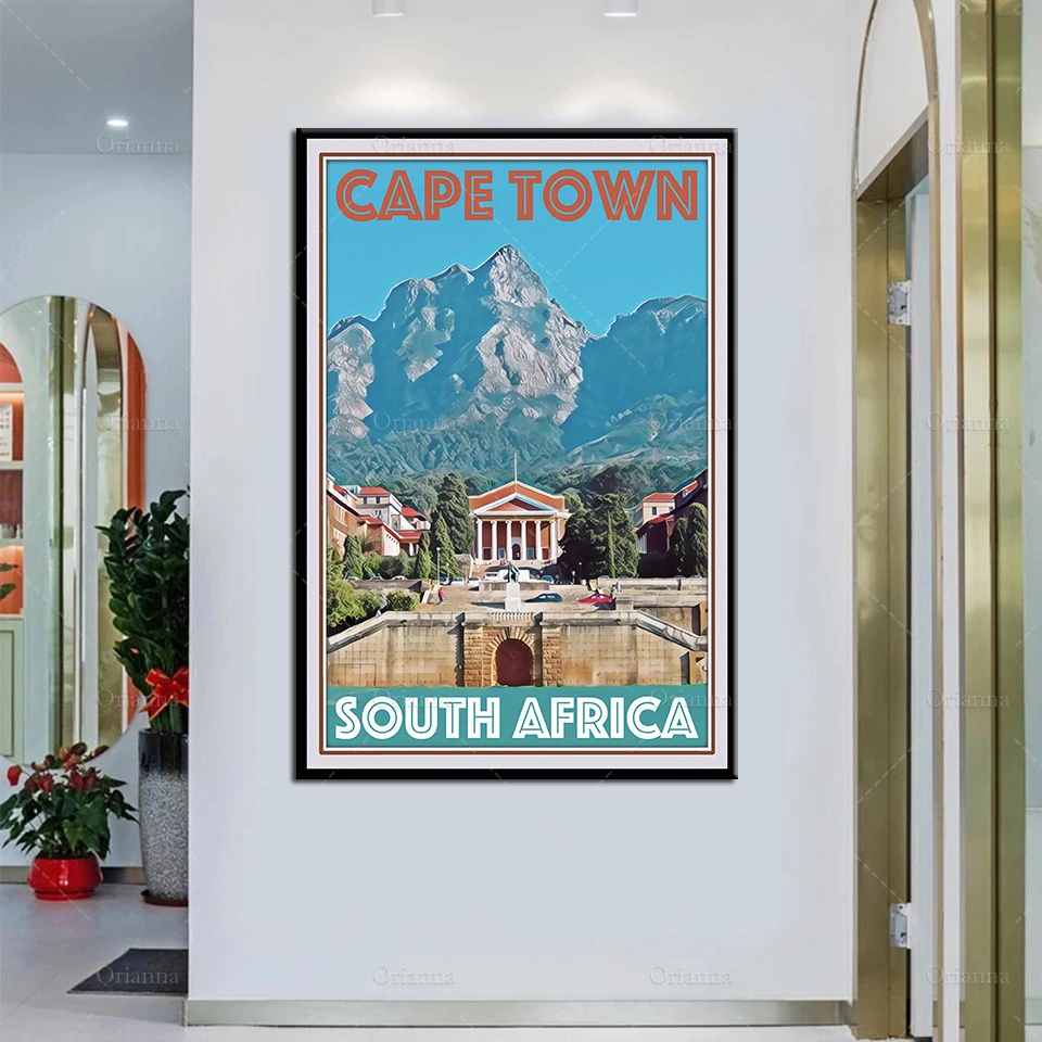 Retro Vintage Style Travel Poster Cape Town South Africa Oil Painting Posters and Prints on Canvas Wall Art Pictures Home Decor