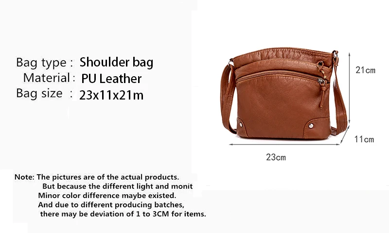 Yogodlns Weiche PU Leder Schulter Tasche Frauen Retro Umhängetasche Doppel-reißverschluss Weiblichen Umhängetasche Große Kapazität Täglichen Handtasche – Detail 2