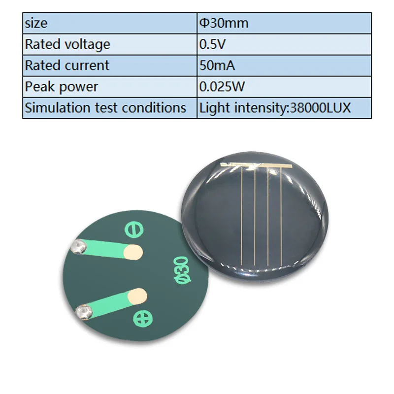 1pc Mini Round Solar Panel New 0.5V 2V 50mA 60mA 140mA 270mA Solar Cells Photovoltaic panels Module Sun Power battery charger