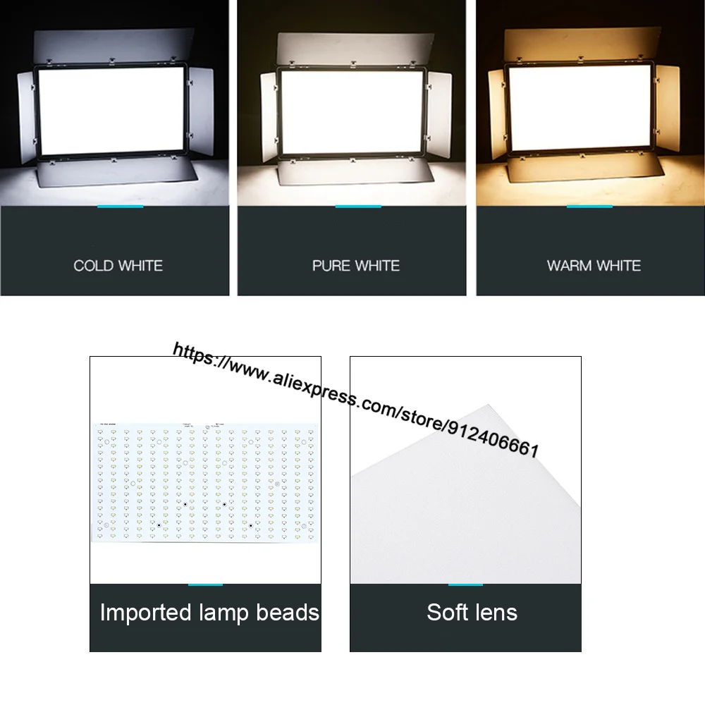 LED 150W Tri Color Soft Light DMX512 Control Cold and Warm White Photography Surface Light Conference Room Studio TV Station