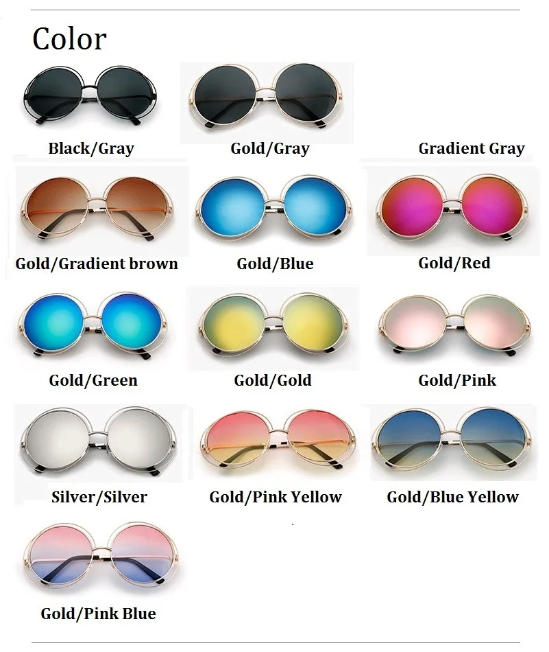 Newest Round Oversized Sunglasses For Women Driving Mirror Sun Glasses Female Big Frame Gradient Lens Eyewear Oculos De Sol