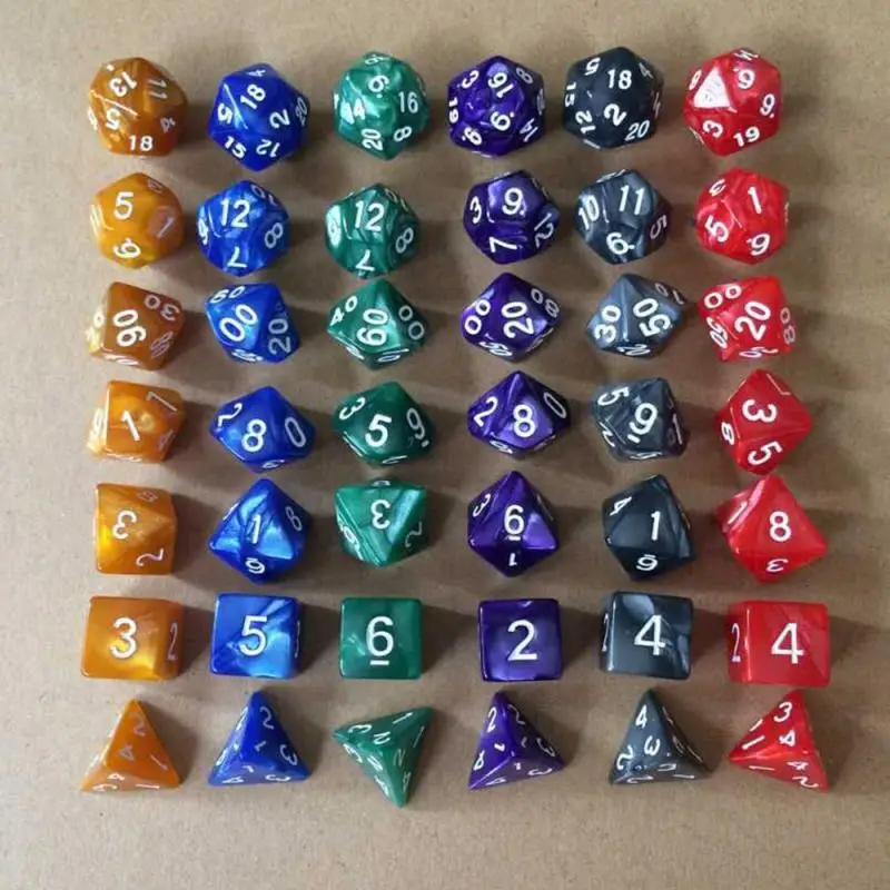 7pcs/set 17 Colors Multifaceted Dice d&d d4 d6 d8 d10 d% d12 d20 Polyhedral TRPG Games Dice Set Board Game entertainment Dice SD