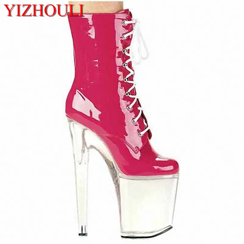 

20 centimeters of elegant and chic transparent soles, model stage performance 8 inches high heel pole dancing performance, ankle