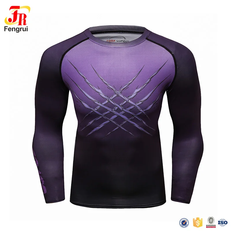 Customizable MMA Man Rashguard with Your Logo Jiu Jitsu Brazilian Kickboxing T-shirt Sublimation Long Compression Shirt UV