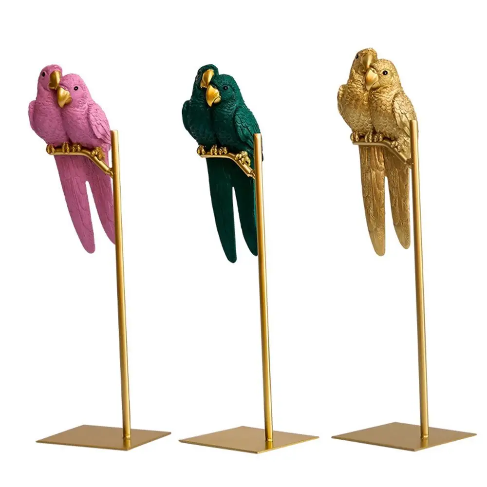 

Couple Macaw Bird Resin Home Deocr Tabletop Ornaments Simulated Animal Parrot Statue Miniature Figurines Desktop Decoration