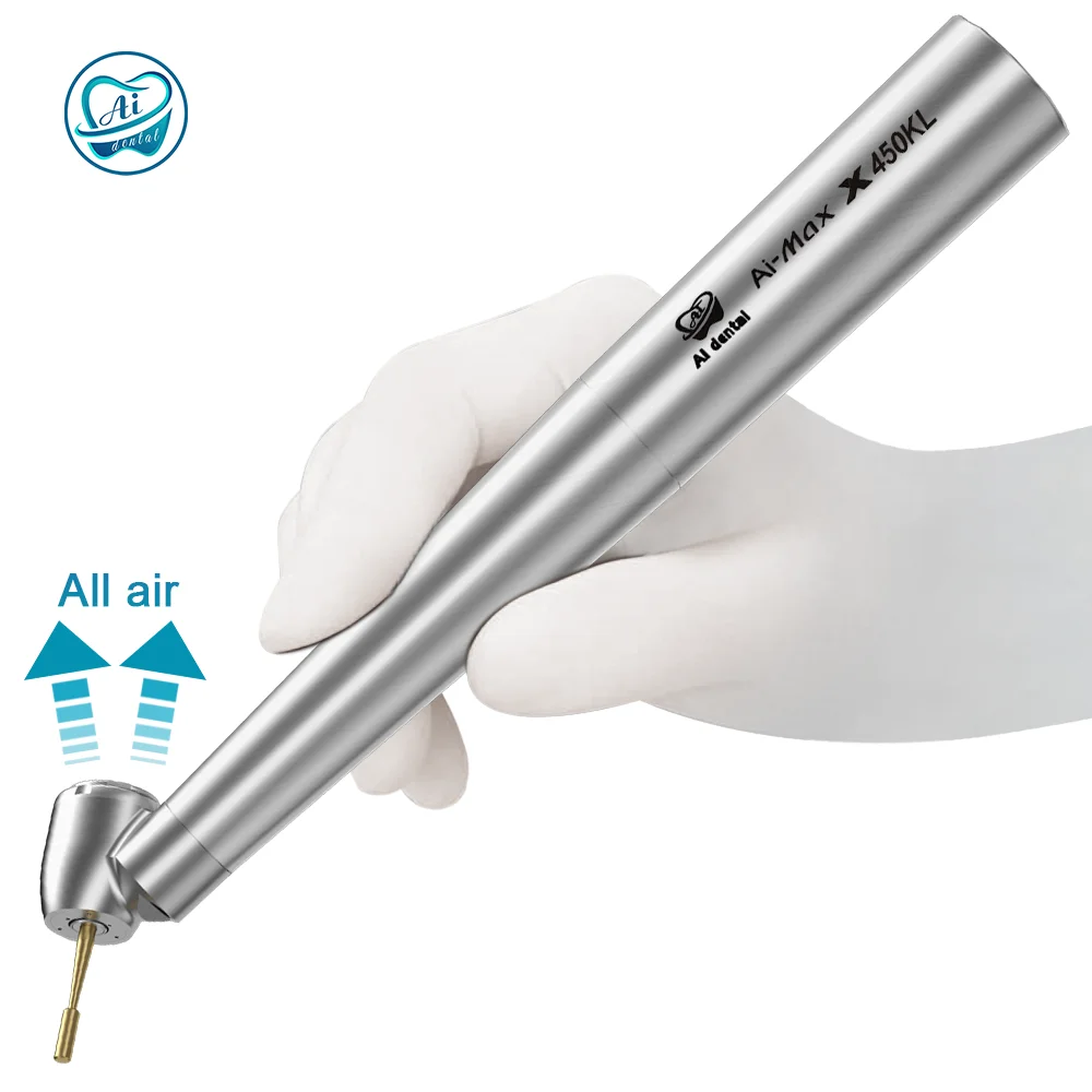 AI-X450KL Dental Surgery Handpiece 45 Degree Angle Head High Speed Steel Body Drill With Optic Fiber Compatible Kvo Led Coupler