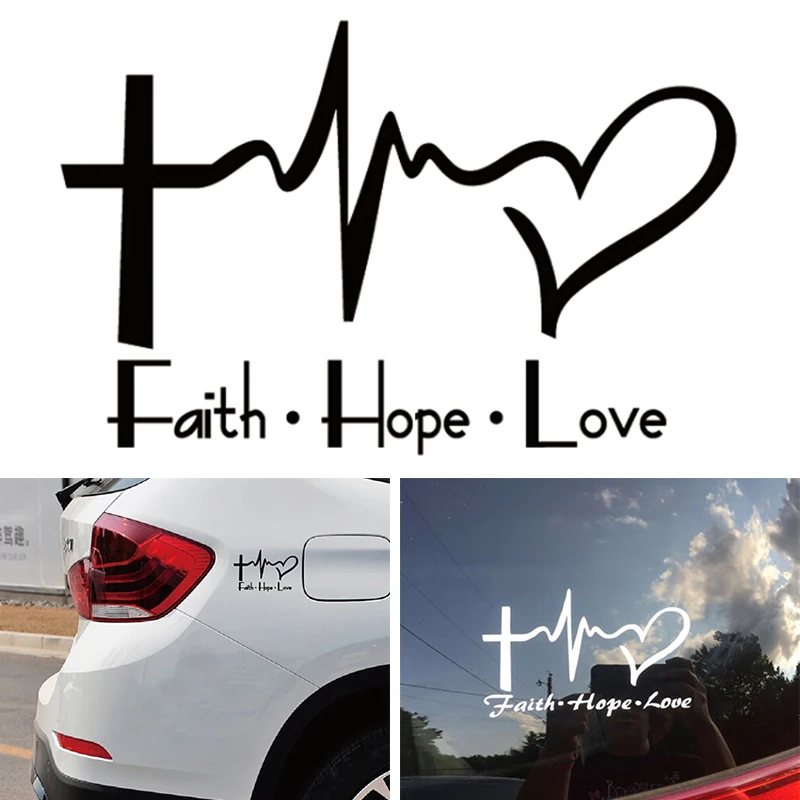 Faith Hope Love Vinyl Car Sticker Cartoon Jesus Christian Religious Bible Verse for Car Window Body Decoration