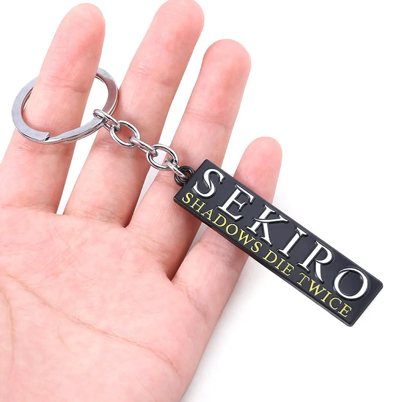 Game Sekiro Shadows Die Twice Keychain Rectangle Letter Logo Metal Keyring Pendant Men Car Women Bag Accessories