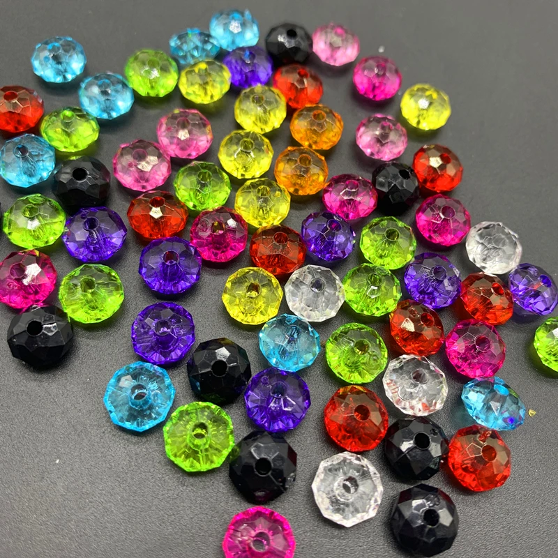 6/8/10/12mm Flat beads Rondelle Faceted Acrylic Beads Loose Spacer Beads for Handmade DIY Necklace Bracelet Jewelry Making
