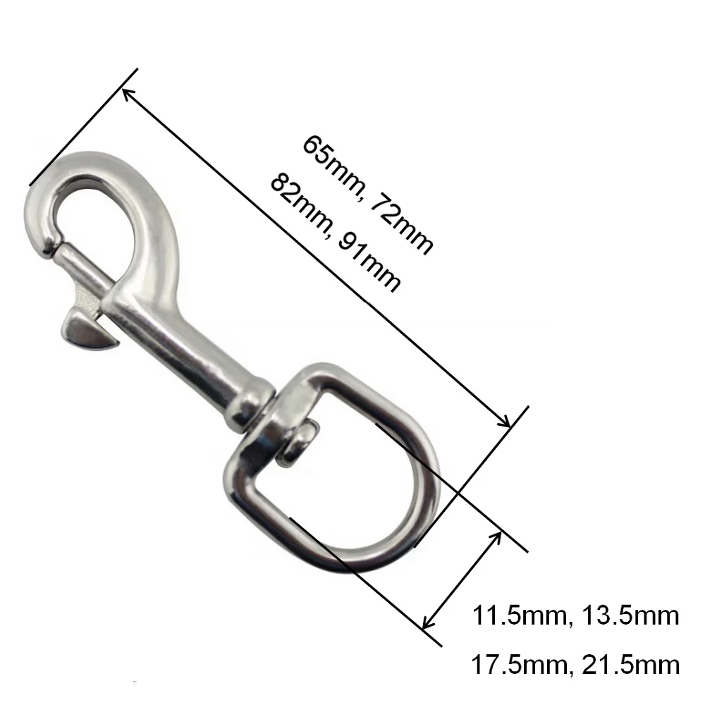 10PCS Stainless Steel 316 Oval Single End Swivel Eye Bolt Snap Hook 65mm 72mm For Dog Leash Sucba Diving