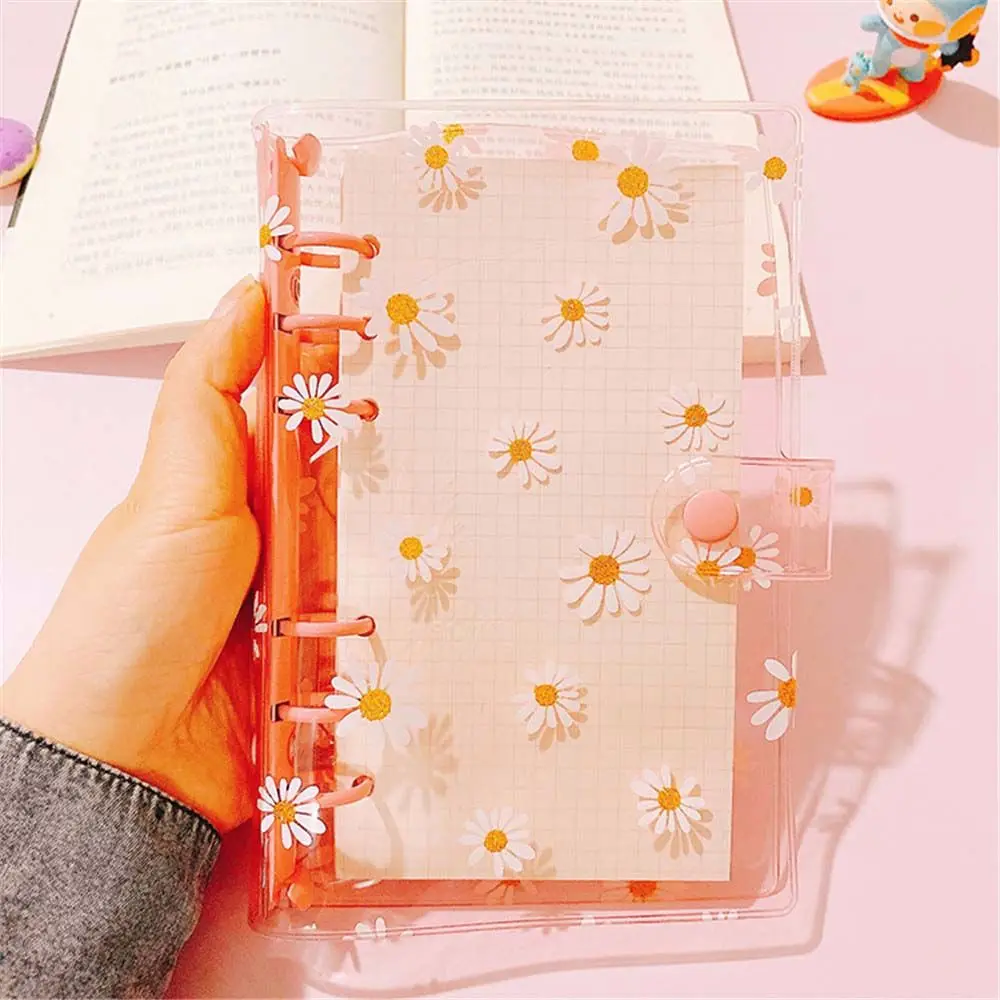 Small Fresh Style Daisy Notebook Binder Little Daisy A6 A5 Literary Binder Shell Transparent Notebook Cover School Supplies