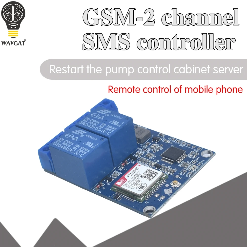 2 Channel Relay Module SMS GSM Remote Control Switch SIM800C STM32F103C8T6 for Greenhouse Oxygen Pump