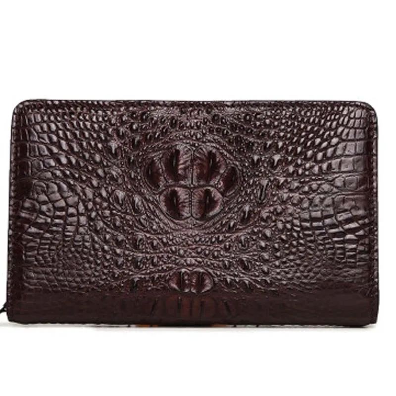 

VVBrown men wallet new crocodile handbags business large capacity double zipper men clutch bag