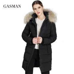 GASMAN-chaquetas de plumón con capucha para mujer, Parka femenina con cuello de piel Natural, abrigos de marca, invierno, 2022, 6012
