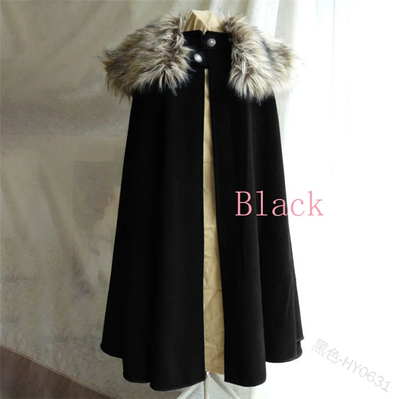 Winter Fashion Wool Cloak with Fur Collar Renaissance Norse Barbarian Fur Cape Wool Cape Medieval Cloak for Men and Women