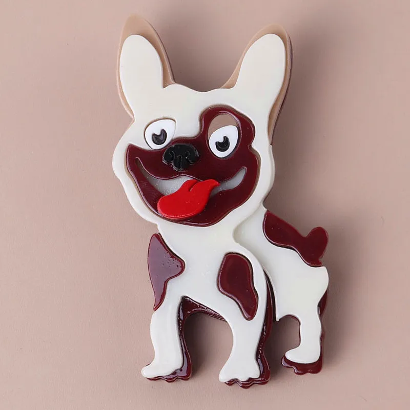 FishSheep Cute Acrylic Spotty Dog Brooch For Women Handmade Resin Lovely Animal Brooches Lapel Safety Pins Christmas Gifts