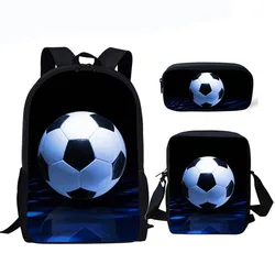 Mochila escolar con estampado 3D de fútbol para niños y niñas, morral escolar para adolescentes, mochilas para libros, mochila para estudiantes, 3 uds./Set