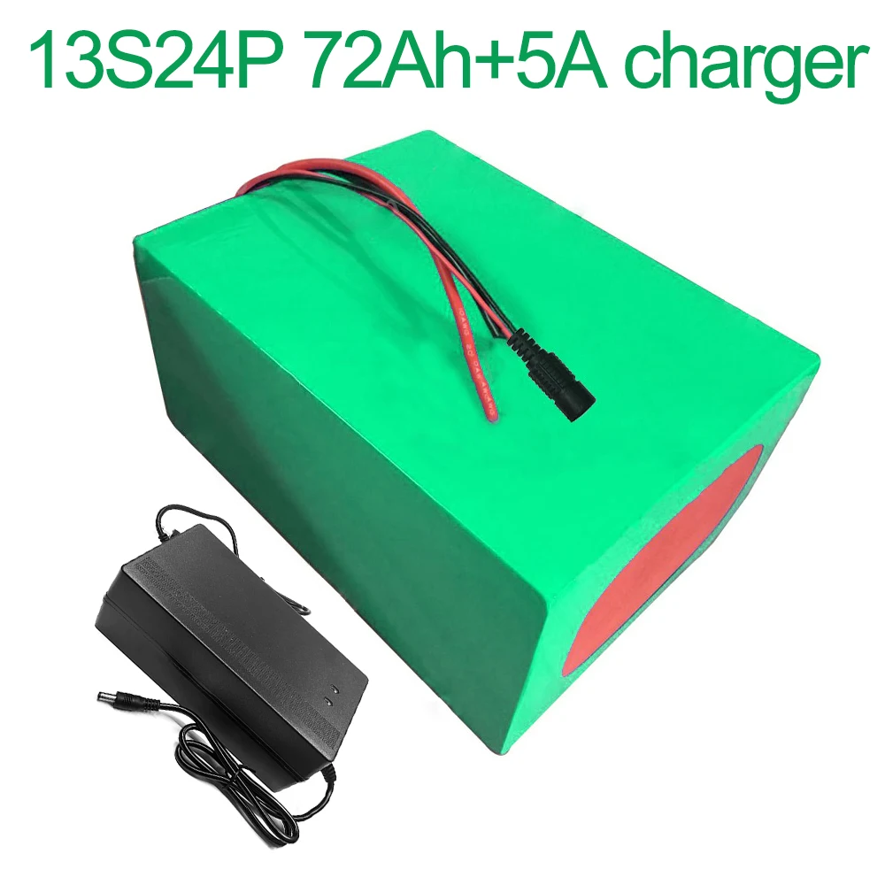 With 5A charger 48V 72Ah 13S24P 18650 Li-ion Battery Pack E-Bike Ebike electric bicycle 260x245x140mm