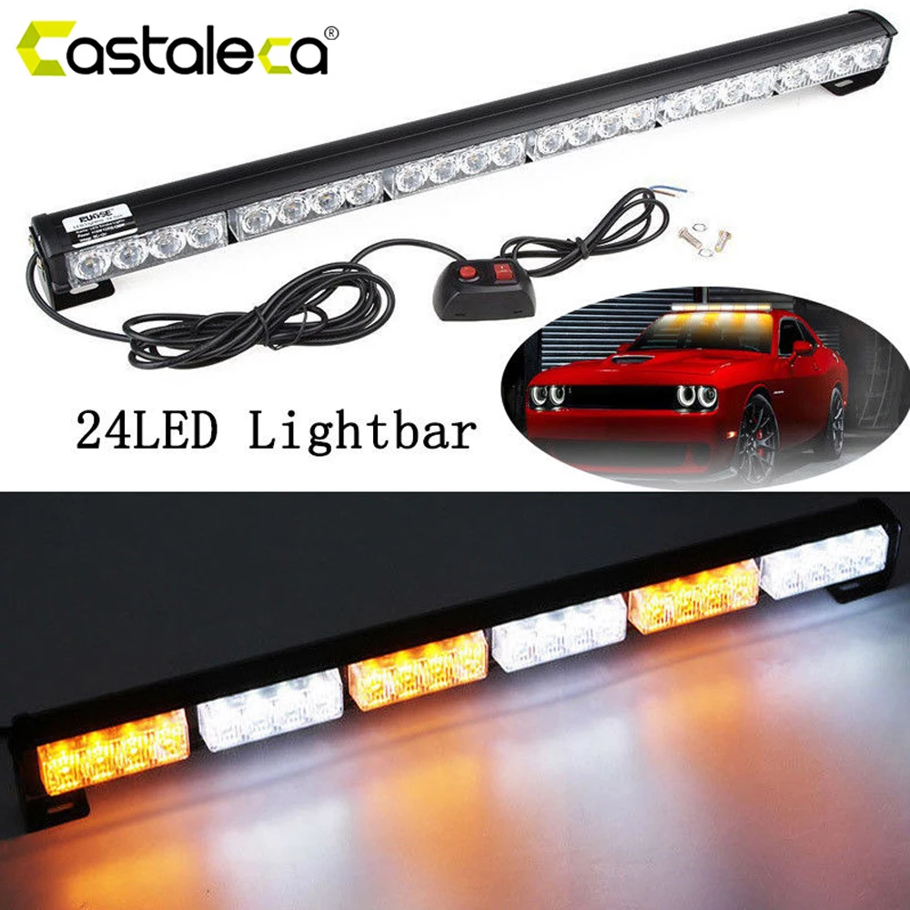 Cars Accessories Emergency Warning Flashing Light Police Strobe Fog Light Waterproof  Daytime Driving 24 LED Lightbar