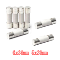 10-100Pcs Fast blow Ceramic Fuse 5mm x 20mm 6x30  T 0.5A 1A 2A 3A 4A 5A 6A 8A 10A  15A 16A 20A 30A 250V Car Cigar Microwave Oven