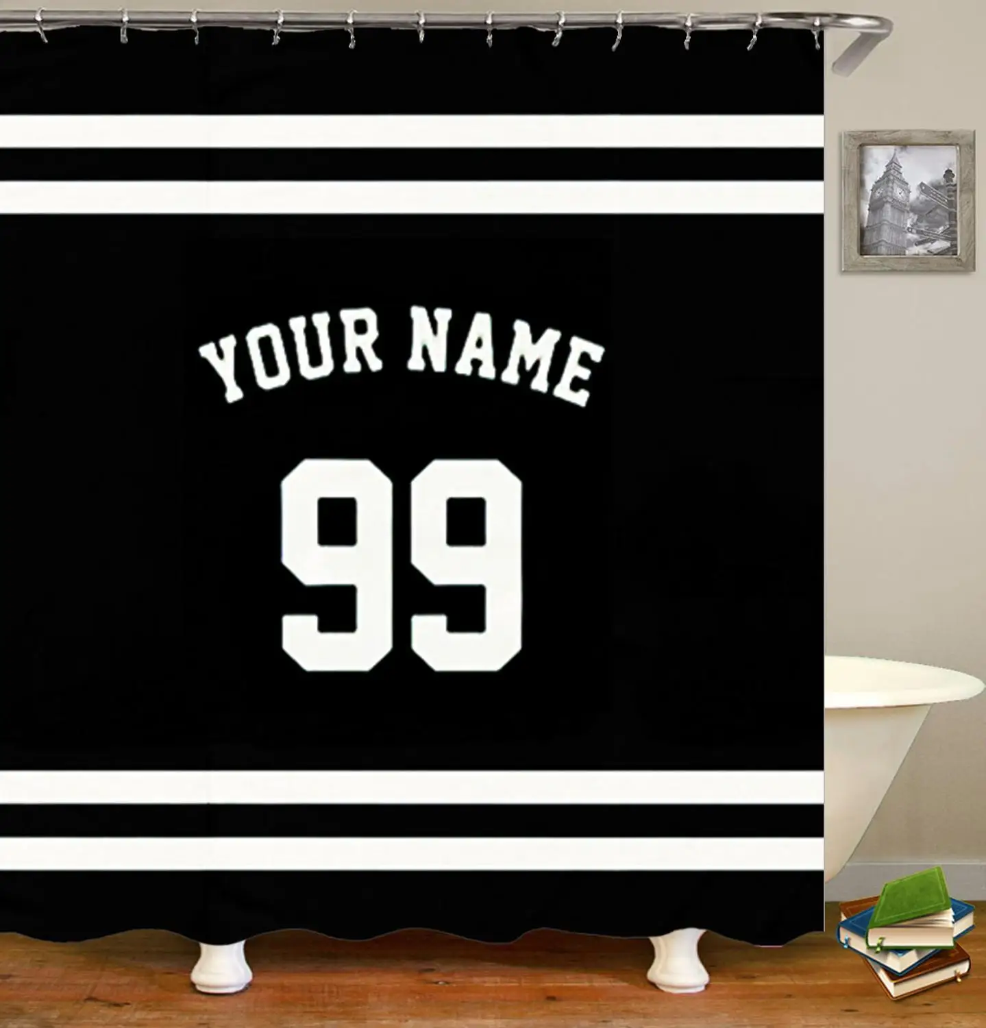 Funny Football Hockey Basketball Custom Jersey Bath Shower Curtain Novelty Personalised Name Number Bathroom Curtain Sports Gift